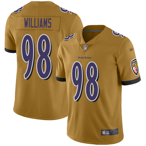 Baltimore Ravens Limited Gold Men Brandon Williams Jersey NFL Football 98 Inverted Legend